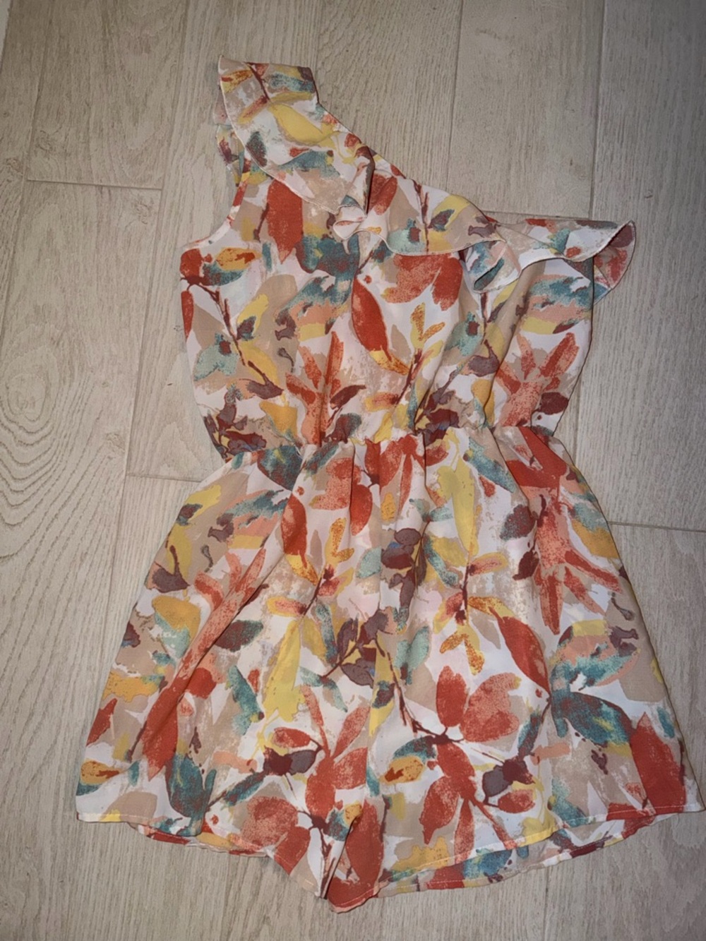 SHEIN Multicolor Floral One-Shoulder Romper